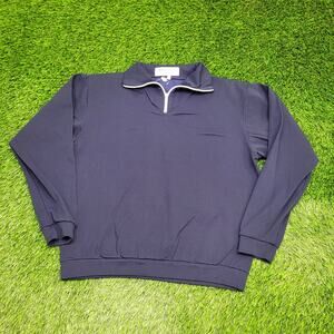 Vintage MOD Blank 1/4 Zip Sweatshirt Womens Large 22x24 Blue